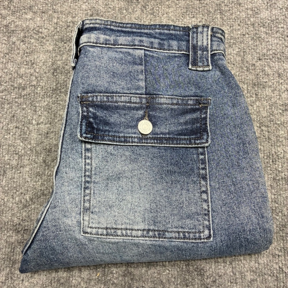 Kancan Jeans Womens 1/24‎ Blue Dark Wash Cargo Pockets Avery Straight Denim